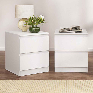 Artiss 2x Bedside Table Drawers Side End Table Storage Cabinet Nightstand White